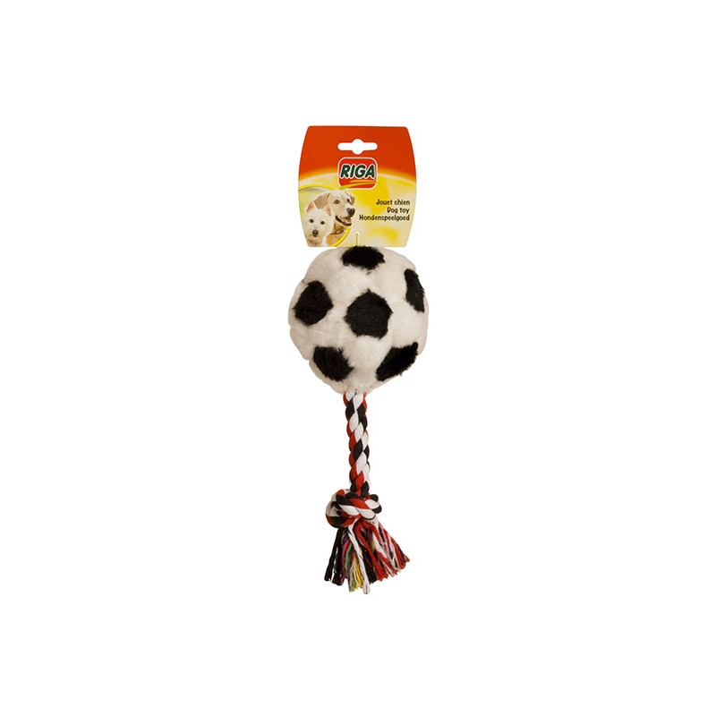 Ballon foot peluche + corde jouet pour chien