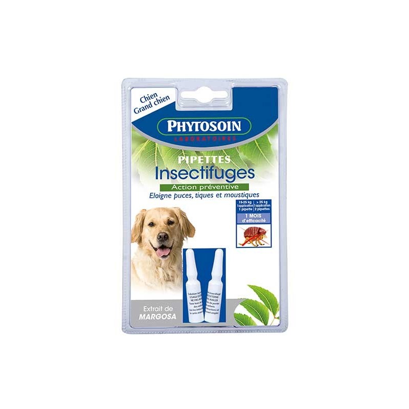 2 pipettes insectifuges chiens et grands chiens